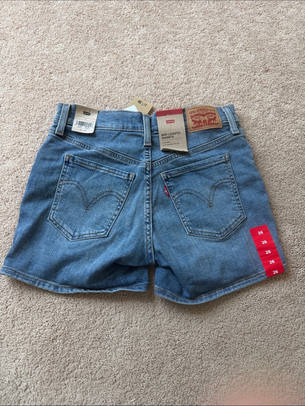 Levi's Mid-Length Denim Shorts in Medium Blue Wash - Picture 2 of 5